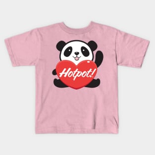 Hotpot Panda w Heart Kids T-Shirt